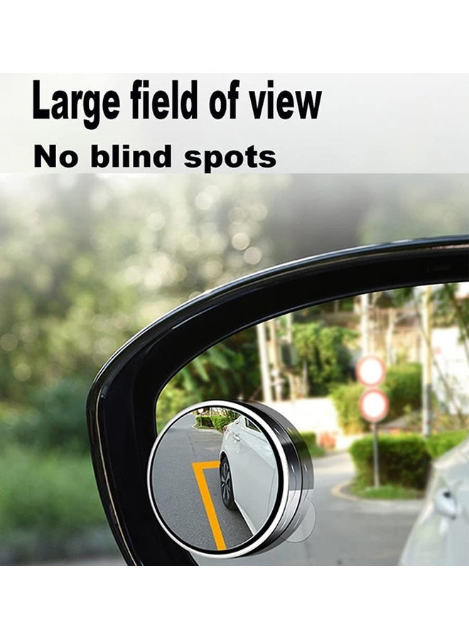JS 2 Pcs Blind Spot Mirror, Automotive Side Blindspot Mirror, 2 Inch Round Car Rearview Mirror Accessories, No Glue, 360 Degree Rotating with Vacuum Suction Cup for Cars, SUV, Van and Trucks (Silver) - Image 2