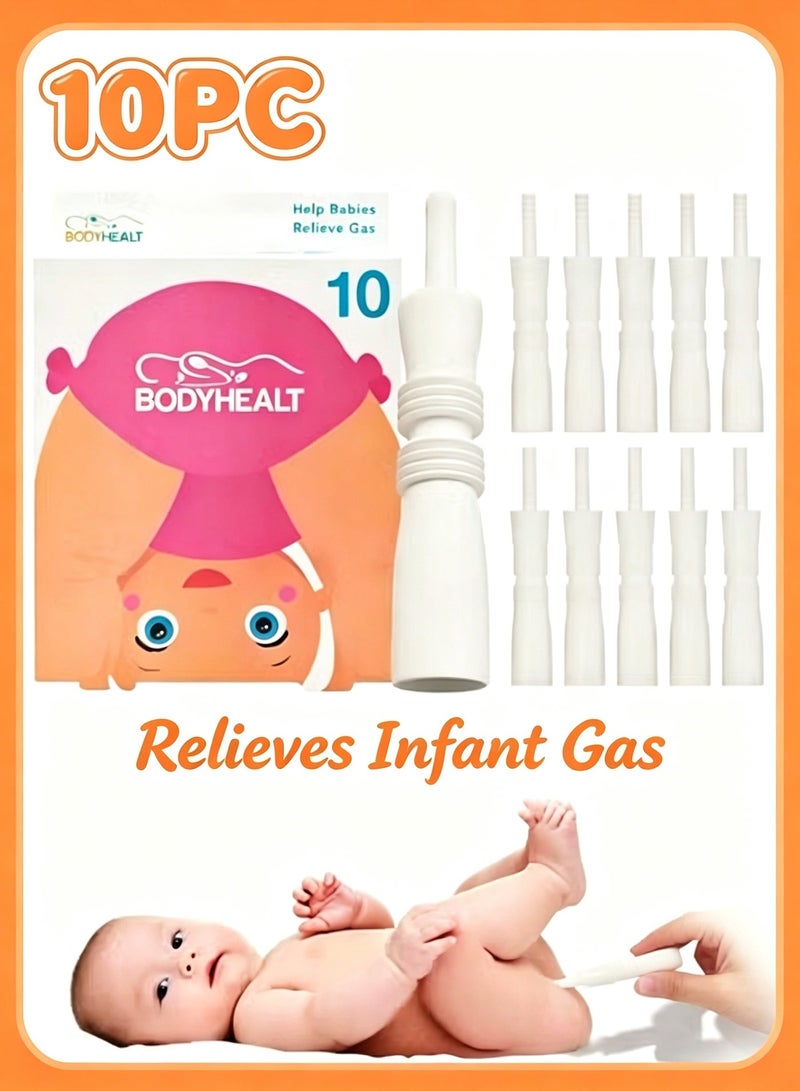 HPMY Baby Gas & Colic Reliever, 10-Pack Newborn Windi Baby Gas Relief Sticks, Gentle Tummy Tube for Gas & Colic in Newborns, Safe & Easy to Use - White - Image 1