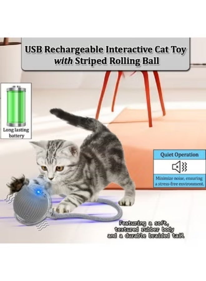 NNC PETS Cat toy with USB rechargeable, Durable Plastic, Long tail, & 3 modes, 37cm Interactive toy ball with LED light, Indoor cat entertainment, Safe cat material with Scratch & Fall resistant, (Grey) - Image 5