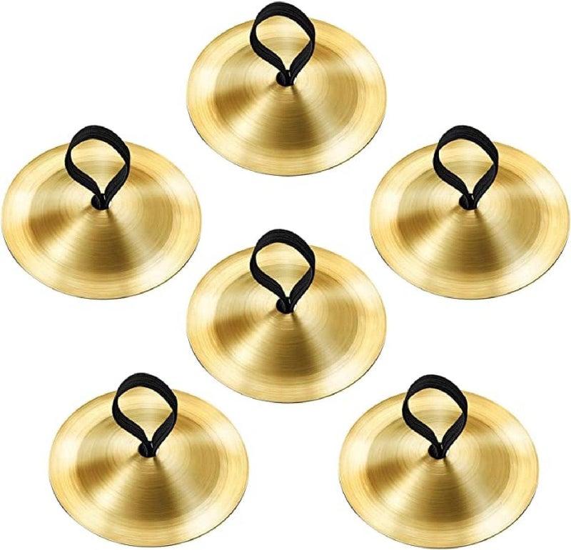 HZYH 6 Pieces Finger Cymbals for Belly Dancing, Gold Color, Musical Instrument for Dancers and  Parties - Image 1