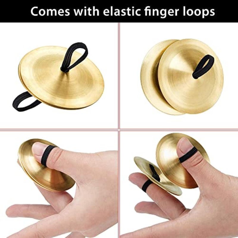 HZYH 6 Pieces Finger Cymbals for Belly Dancing, Gold Color, Musical Instrument for Dancers and  Parties - Image 3