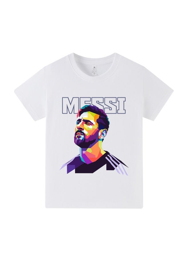 ميسي تي شيرت ميسي المطبوع قصير الأكمام للمعجبين تي شيرت برسومات نجم كرة القدم بمقاسات متعددة ناعم وقابل للتنفس للملابس الرياضية الكاجوال - Image 1