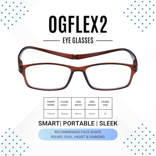 AEC OGFlex2 Magnetic Neck Resting Reading Glasses | Blue Light Blocking Spectacles | Portable Unisex Eyewear for Men & Women | (Brown, +1.50) - Image 4