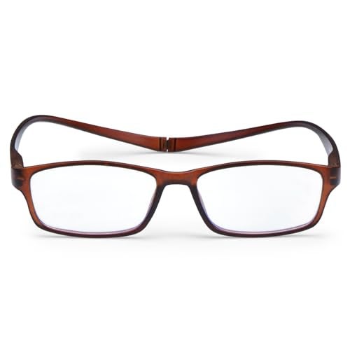 AEC OGFlex2 Magnetic Neck Resting Reading Glasses | Blue Light Blocking Spectacles | Portable Unisex Eyewear for Men & Women | (Brown, +1.50) - Image 2