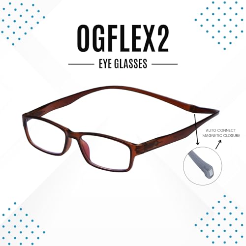 AEC OGFlex2 Magnetic Neck Resting Reading Glasses | Blue Light Blocking Spectacles | Portable Unisex Eyewear for Men & Women | (Brown, +1.50) - Image 5