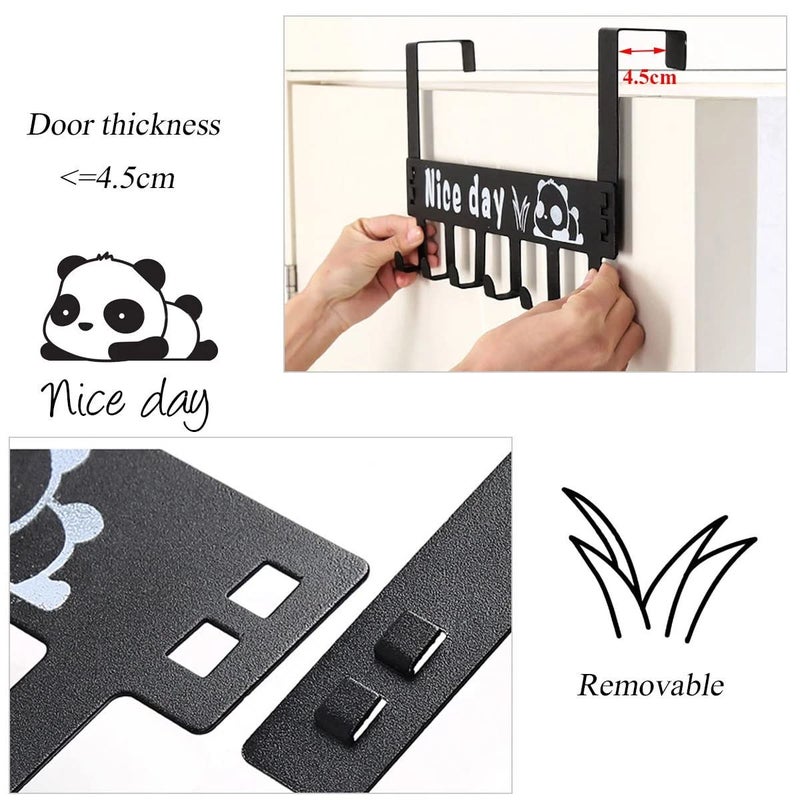 HOUVIDA CarbonMetal Over Door Hanger for Cloths Drill Free Door Handing Hooks Suitable for Bathroom Bedroom Doors Scarf Coat Cloth Holder Removable Door Hanger Black - Image 3