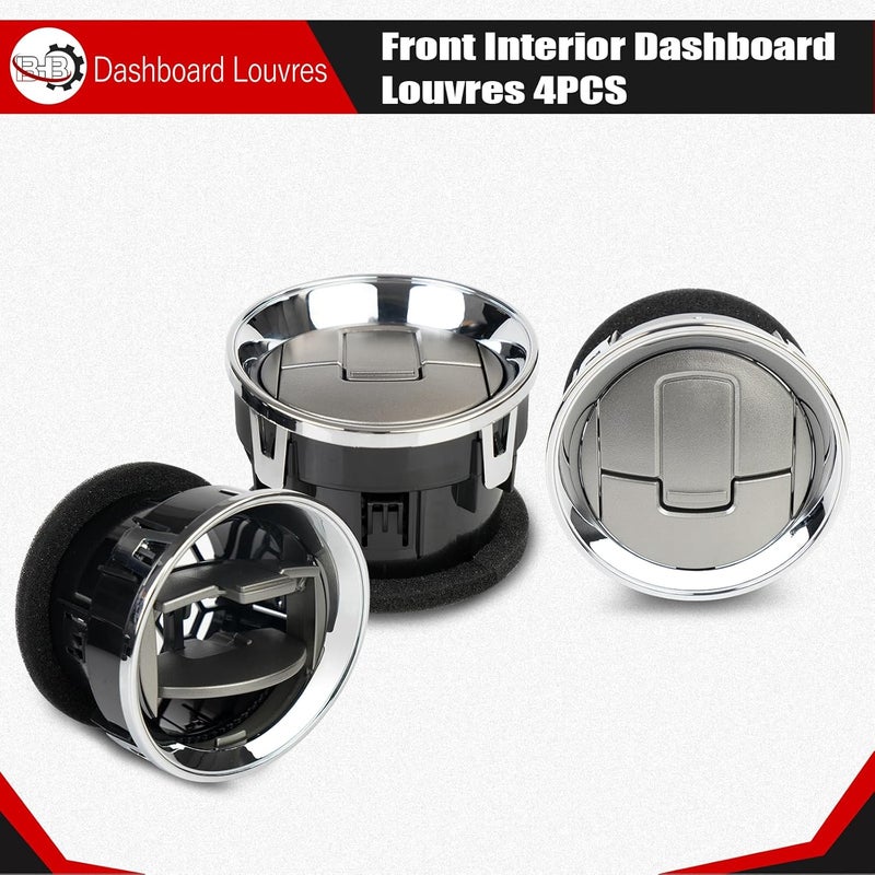 BHB 4PCS Dashboard AC Heater Vent Chrome Front Interior Louvres for Ford F150 Lobo 2009-2014 - Image 3