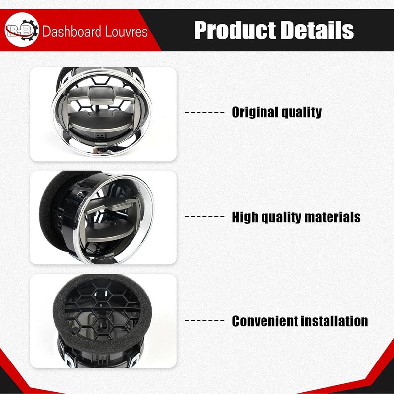 BHB 4PCS Dashboard AC Heater Vent Chrome Front Interior Louvres for Ford F150 Lobo 2009-2014 - Image 5