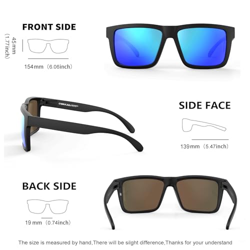 MAXJULI XXL Size Double Extra Large Z87 Sunglasses for Big Wide Heads Men TR90 Ultralight UV400 Protection Glasses 8228 (Matte Black Frame/Blue Lens - Image 5