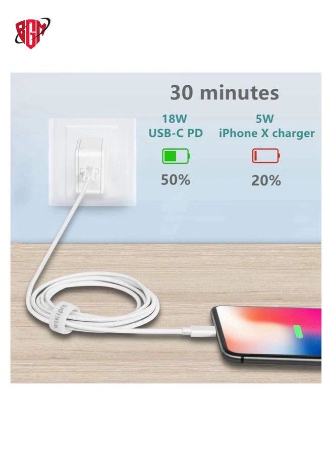 BGM - Lightning Cable Fast Charging and Hi-Speed Syncing Cord Compatible with Apple iPhone X/XS/XR/XS MAX/8/8 Plus/iPad White - Image 1