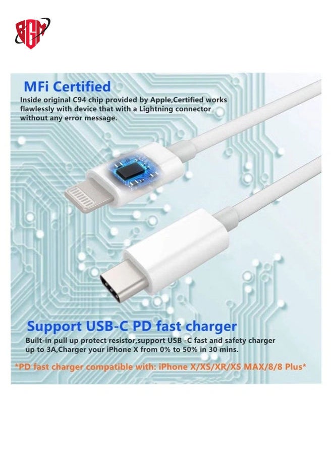 BGM - Lightning Cable Fast Charging and Hi-Speed Syncing Cord Compatible with Apple iPhone X/XS/XR/XS MAX/8/8 Plus/iPad White - Image 1