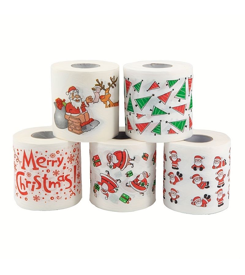 Santa Motif Swirl Toilet Paper Roll 3.94x3.94inch Festive Home Decor - Image 5