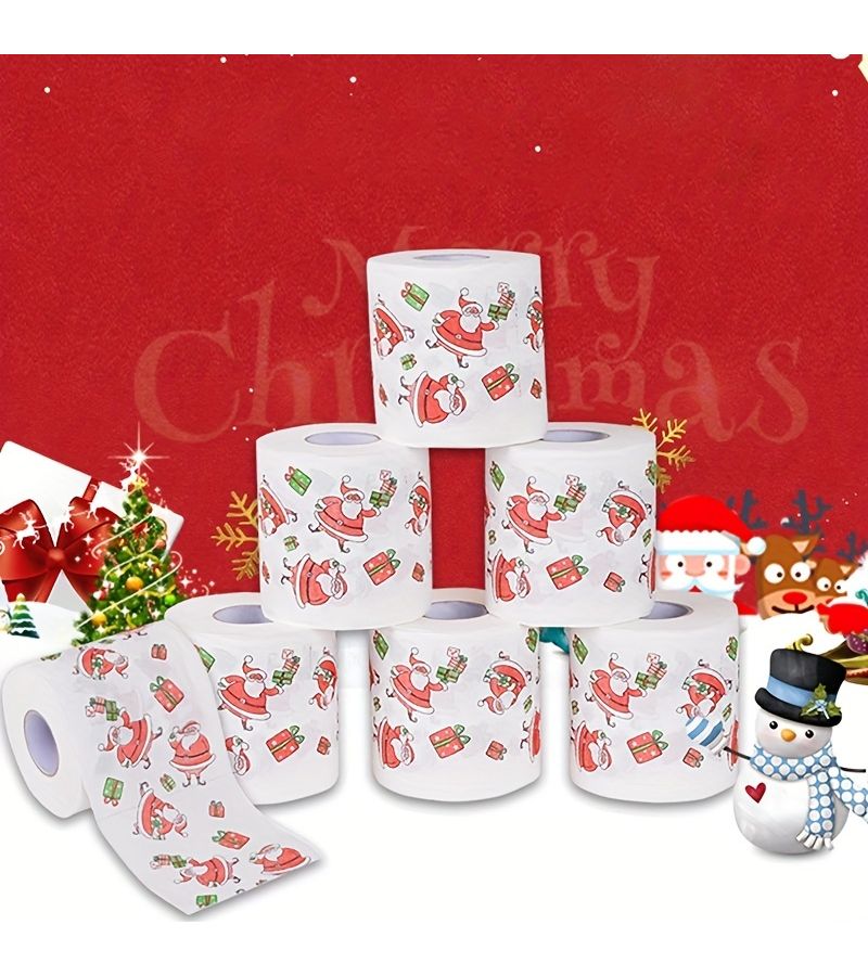 Santa Motif Swirl Toilet Paper Roll 3.94x3.94inch Festive Home Decor - Image 4