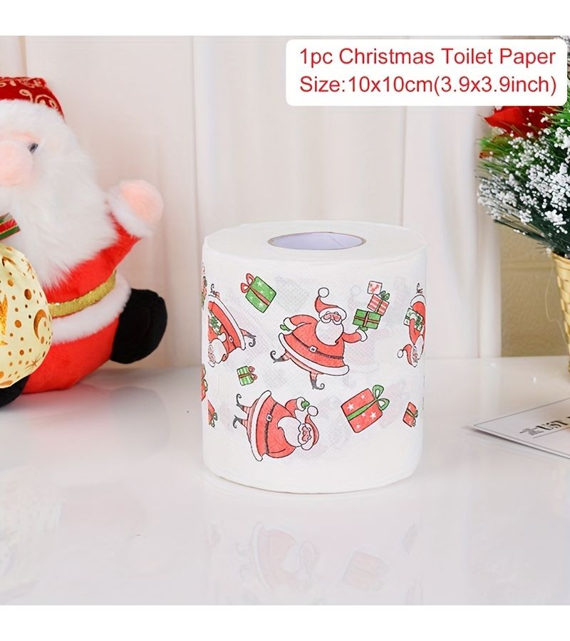 Santa Motif Swirl Toilet Paper Roll 3.94x3.94inch Festive Home Decor - Image 3