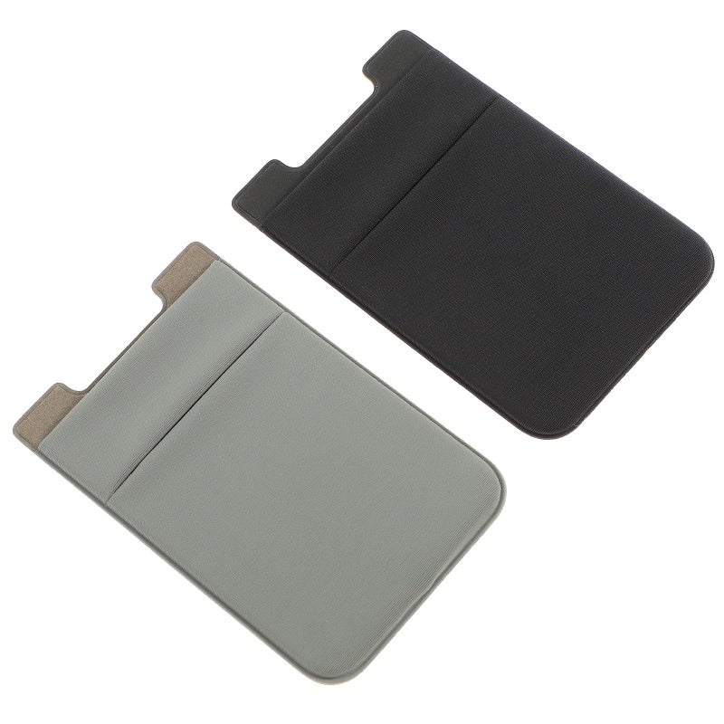 Marble Pattern Phone Card Holder With Strong Adhesive Black Gray Double Slot Wallet Sticker - Image 2