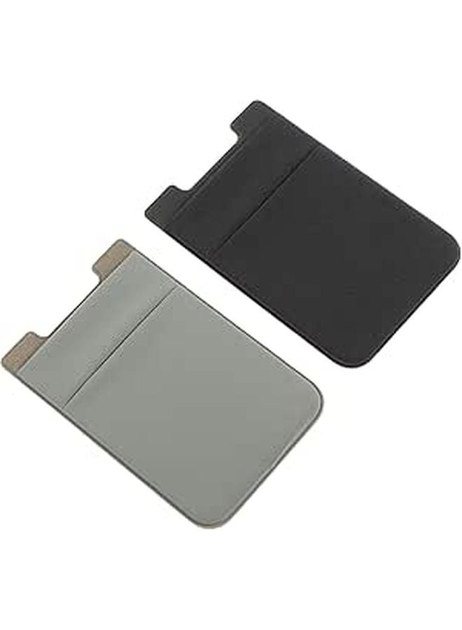 Marble Pattern Phone Card Holder With Strong Adhesive Black Gray Double Slot Wallet Sticker - Image 1