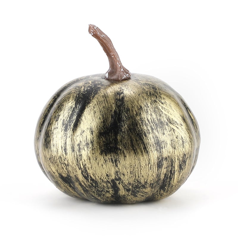 WESAPPINC WESAPPINC Artificial Pumpkins 14PCS White Fake Pumpkins Assorted Pumpkins Large Faux Harvest Pumpkins for Autumn Thanksgiving Halloween Seasonal Holiday Decor Decoration (7pcs Gold Brush Black)  - Image 4