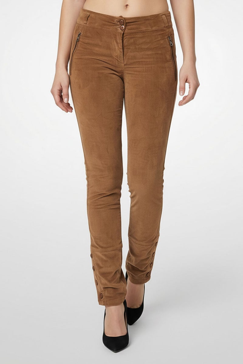 Harmont & Blaine Women Skinny Fit Brand Logo Non-Stretchable Chino  Pants, Brown - Image 1