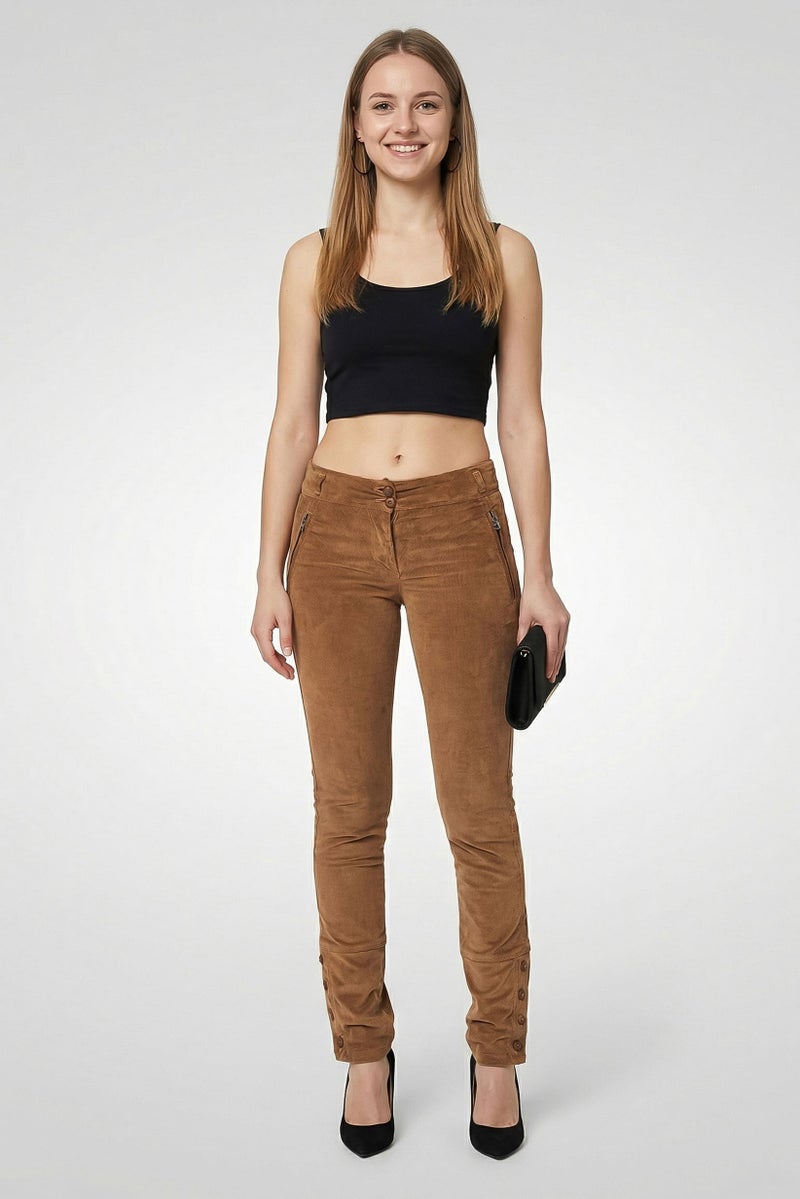 Harmont & Blaine Women Skinny Fit Brand Logo Non-Stretchable Chino  Pants, Brown - Image 4