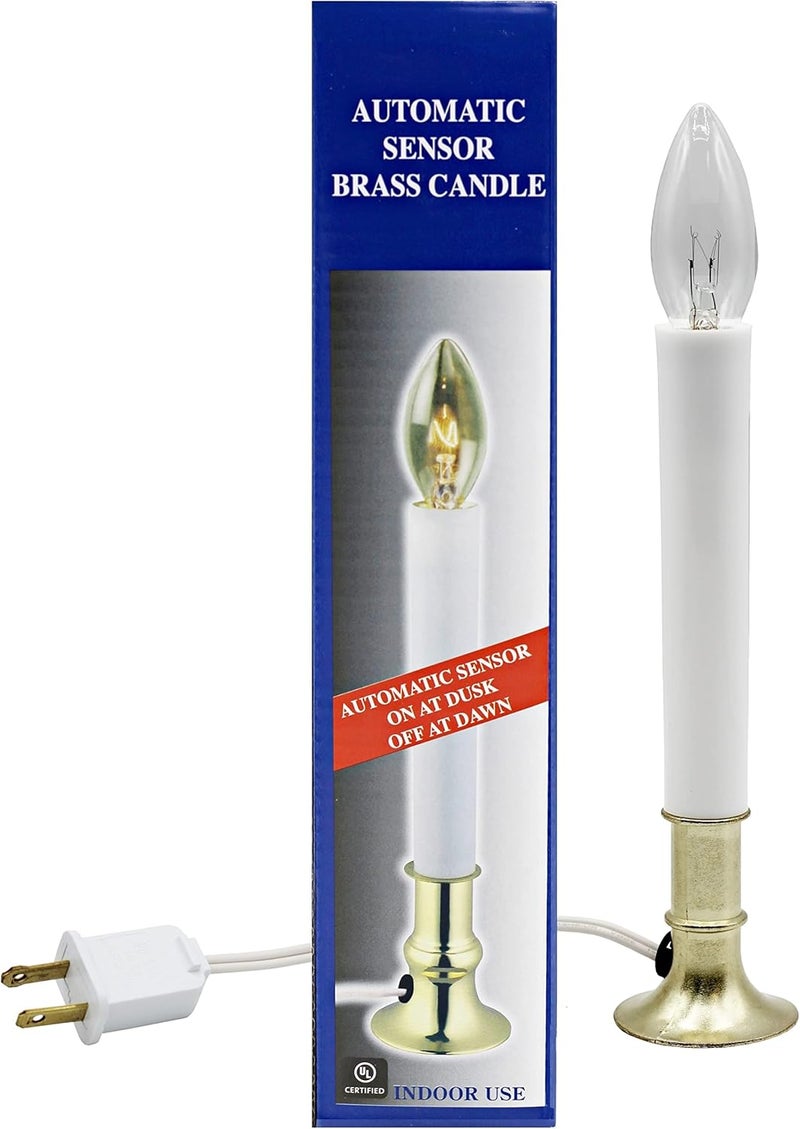 Creative Hobbies Electric Window Candle Lamp with Brass Plated Base, Dusk to Dawn Sensor Turns Candle on in Dark and Off in Light, Ready to Use! | 6 Pack - Image 2