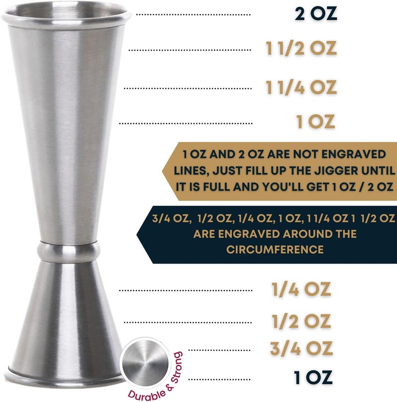B BARIANTTE BARIANTTE Cocktail Jigger for Bartending, 2 oz 1 oz Japanese Measuring Shot Glass - Silver - Image 4