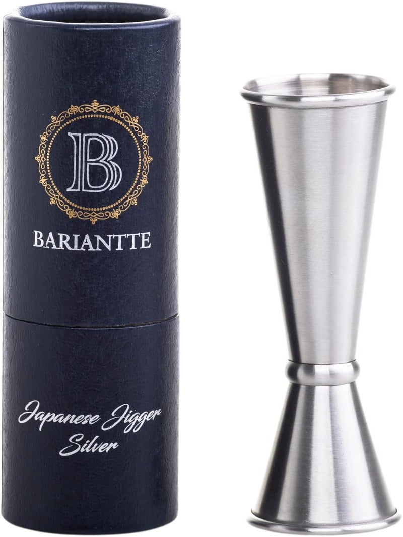 B BARIANTTE BARIANTTE Cocktail Jigger for Bartending, 2 oz 1 oz Japanese Measuring Shot Glass - Silver - Image 1