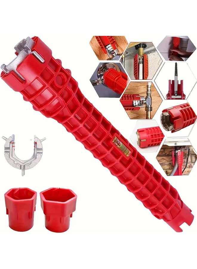 Red 5 In 1 Multi Functional Sink Wrench Adjustable Narrow Space Head For Faucet Toilet Sink Bathroom Kitchen Plumbing - Image 2