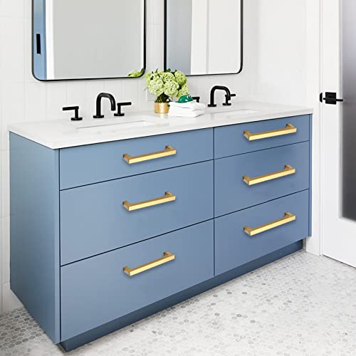 Redunest Cabinet Pulls Gold Cabinet Handles Square Drawer Pulls, 10 Pack 15 Inch Stainless Steel Kitchen Door Cupboard Cabinet Handles, Drawer Cabinet Hardware Handles, 384mm Hole Centers - Image 5
