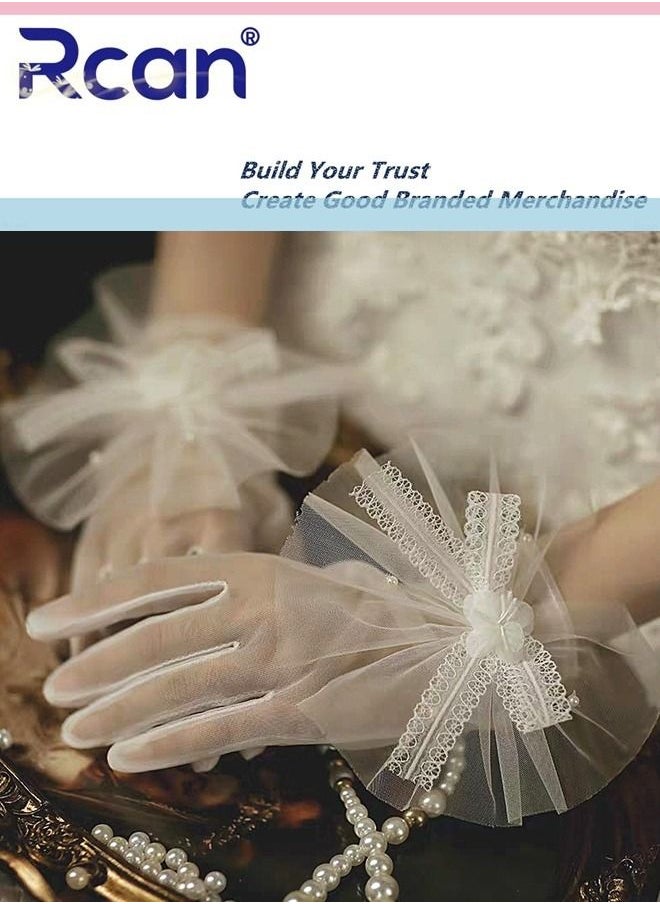 Rcan Ladies French Elegant Vintage Mesh Sunscreen Lace Gloves Bridal Wrist Accessories Short Gloves for Prom Party Wedding Tea Party Cosplay for Women Free Size  - Image 1