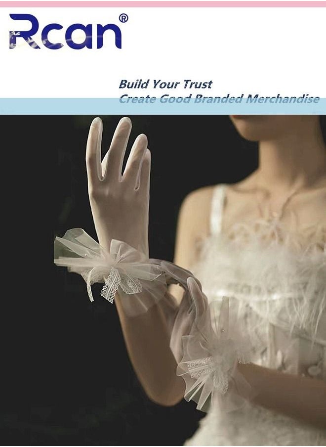 Rcan Ladies French Elegant Vintage Mesh Sunscreen Lace Gloves Bridal Wrist Accessories Short Gloves for Prom Party Wedding Tea Party Cosplay for Women Free Size  - Image 3