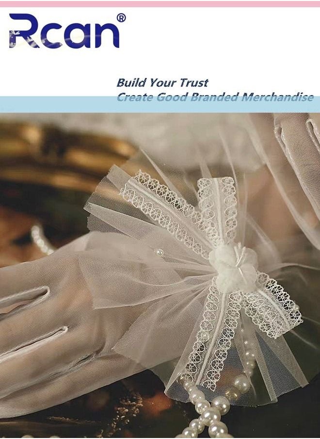Rcan Ladies French Elegant Vintage Mesh Sunscreen Lace Gloves Bridal Wrist Accessories Short Gloves for Prom Party Wedding Tea Party Cosplay for Women Free Size  - Image 2
