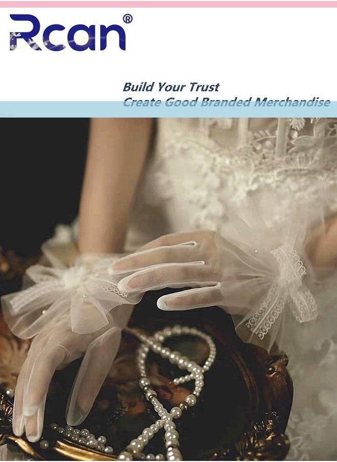 Rcan Ladies French Elegant Vintage Mesh Sunscreen Lace Gloves Bridal Wrist Accessories Short Gloves for Prom Party Wedding Tea Party Cosplay for Women Free Size  - Image 5