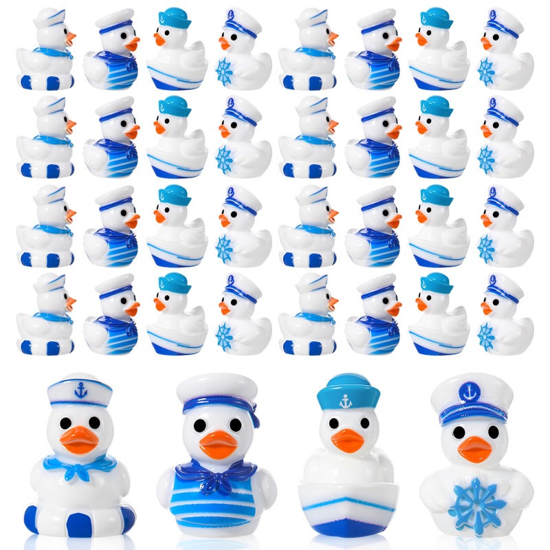 GGSTDDUP 60pcs Sailor Cruise Ducks Toy Figures, Tiny Ducks Dress up Toy Figurines, Nautical Cruise Toy Party Favors Gift Decoration (4 Styles) - Image 1