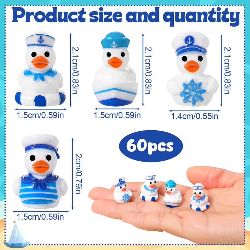 GGSTDDUP 60pcs Sailor Cruise Ducks Toy Figures, Tiny Ducks Dress up Toy Figurines, Nautical Cruise Toy Party Favors Gift Decoration (4 Styles) - Image 2