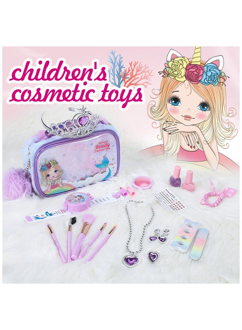 20 Piece Kids Makeup Set for Girls Washable Makeup Set with Makeup Bag Safe and Non-toxic Kids Makeup Set Pretend Play Makeup Set Birthday Gift for Kids 3-10 Years Old (D) - Image 3