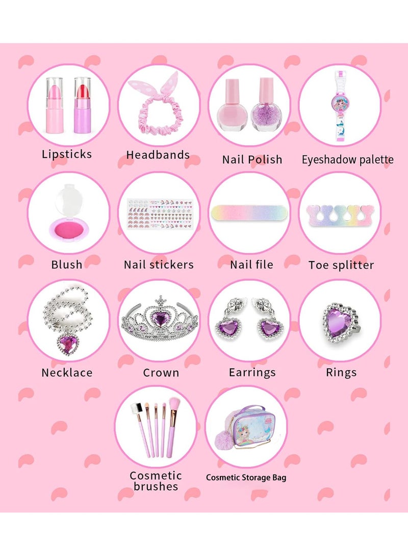 20 Piece Kids Makeup Set for Girls Washable Makeup Set with Makeup Bag Safe and Non-toxic Kids Makeup Set Pretend Play Makeup Set Birthday Gift for Kids 3-10 Years Old (D) - Image 4