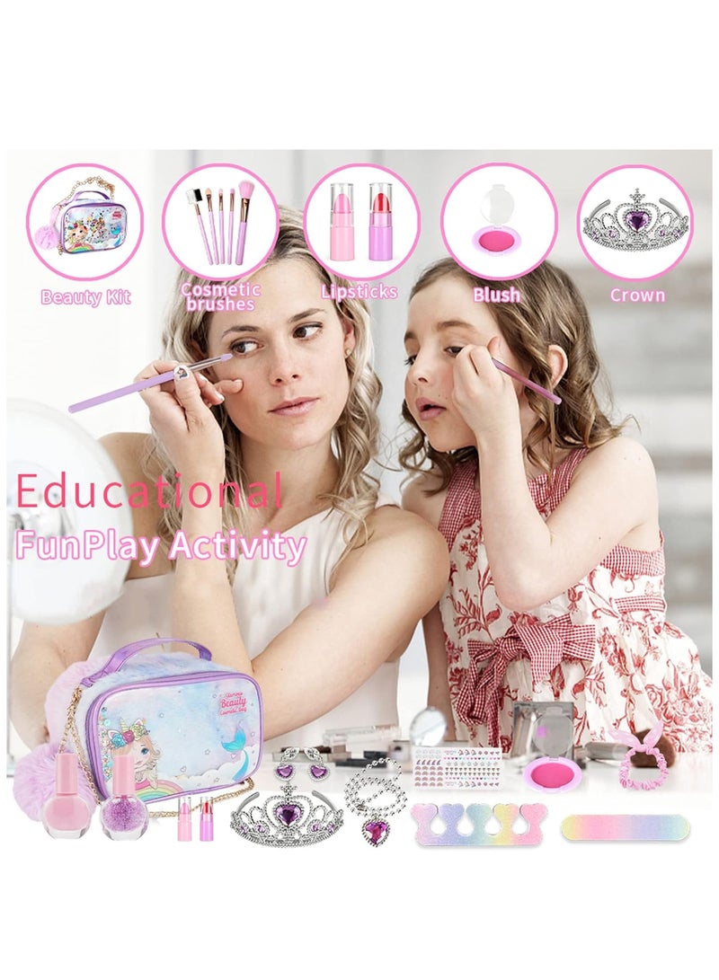 20 Piece Kids Makeup Set for Girls Washable Makeup Set with Makeup Bag Safe and Non-toxic Kids Makeup Set Pretend Play Makeup Set Birthday Gift for Kids 3-10 Years Old (D) - Image 5