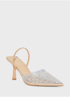 Truffle Clear Embellished Pointed Pump  - Image 2