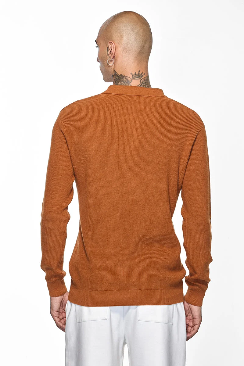 SNITCH تيشيرت بولو سادة بني من كور لاب