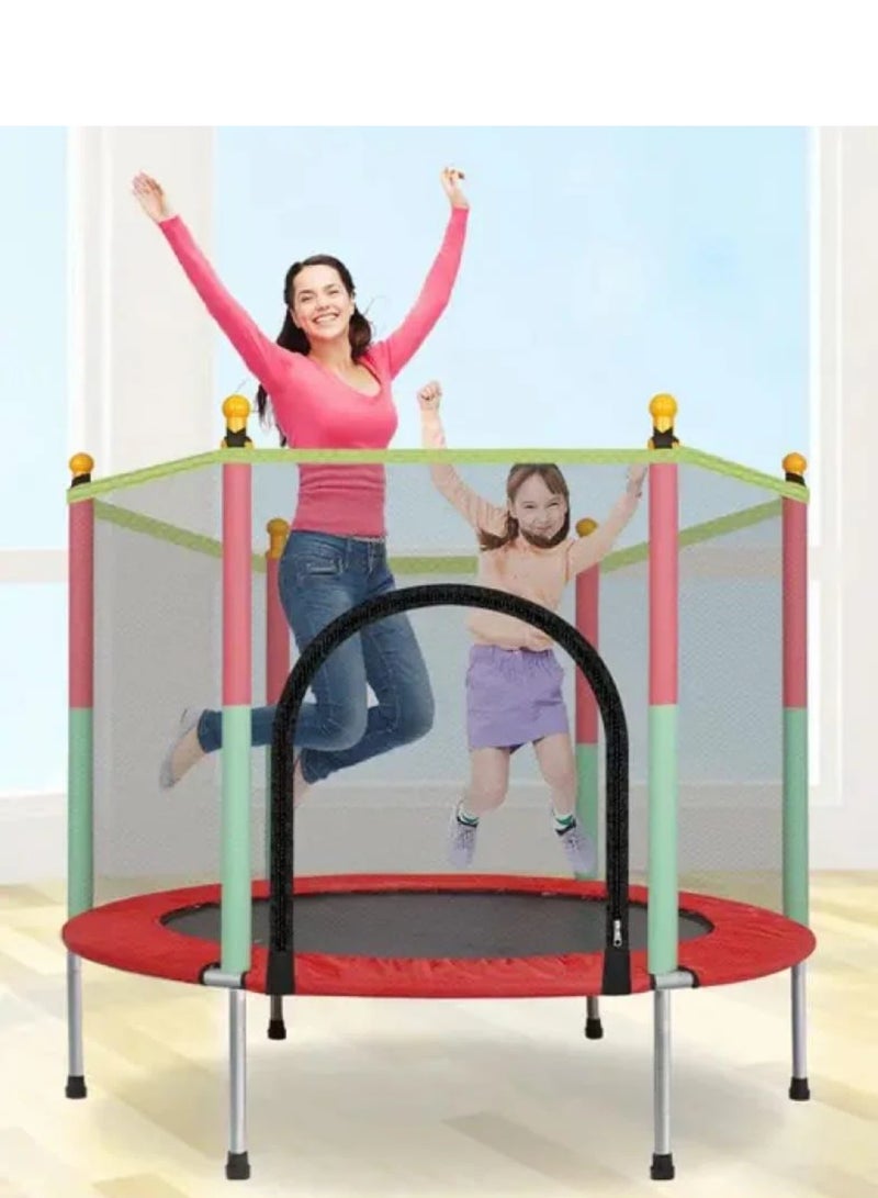 نطيطة و ترامبولين مزود بشبكة أمان للأطفال للأماكن الداخلية و الخارجية مصنوع من مواد عالية الجودة - Image 2