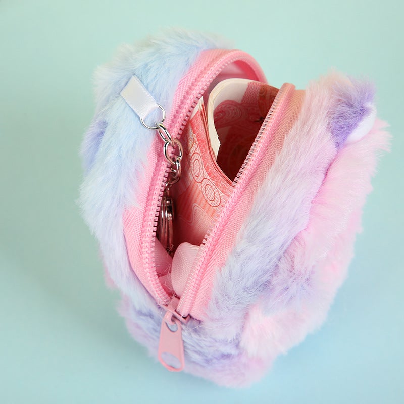 Korean Style Girl Heart Cute Cat Coin Purse Student Portable Earphone Bag Plush Storage Coin Bag Key Case - Image 4