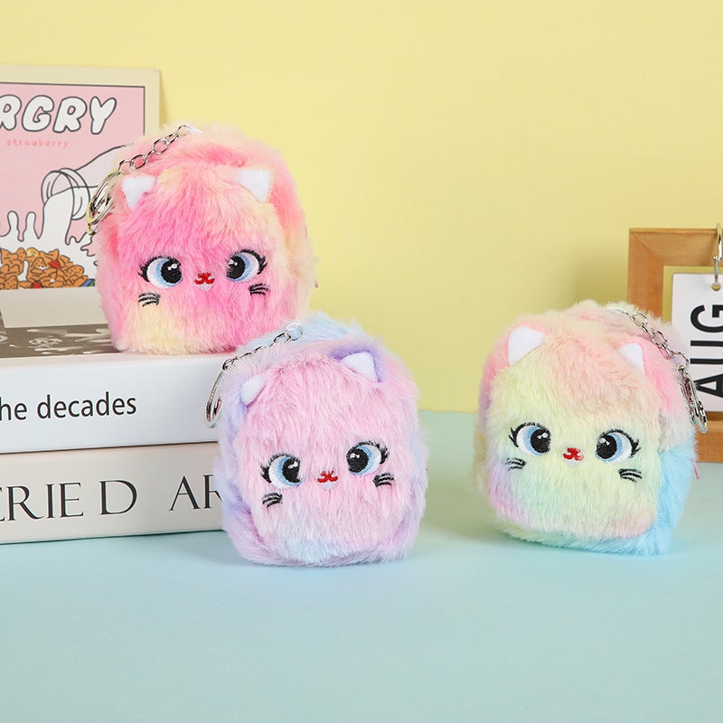 Korean Style Girl Heart Cute Cat Coin Purse Student Portable Earphone Bag Plush Storage Coin Bag Key Case - Image 2