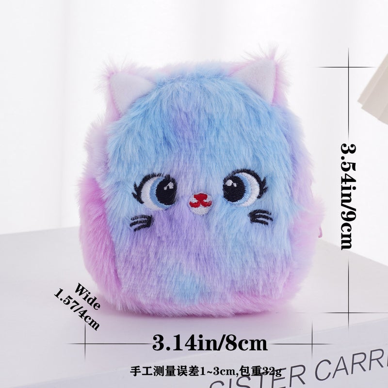 Korean Style Girl Heart Cute Cat Coin Purse Student Portable Earphone Bag Plush Storage Coin Bag Key Case - Image 3