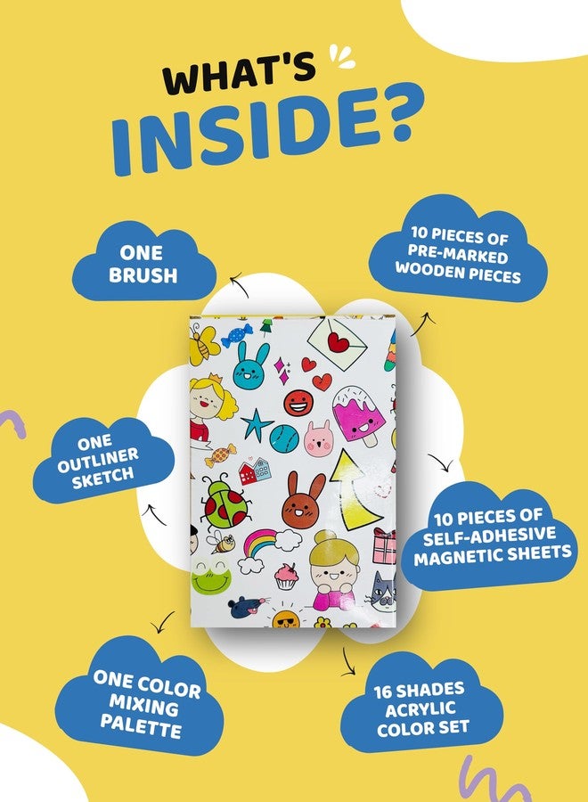 مجموعة هاب لاب كيت للرسم على المغناطيس | فنون وحرف يدوية للأطفال | 10 قطع خشبية جاهزة للقص | مغناطيس ثلاجة يمكنك صنعه بنفسك | مثالي لأنشطة الأطفال (المركبات) - Image 2