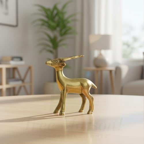 TREEMAISON Brass Deer Statue | Weight -270 Gram Approx | Vastu Shastra & Feng Shui Remedies | Home Decor | Vastu Remedy | Pack of 1 - Image 3