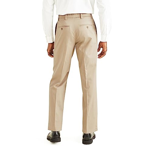 Dockers Men's Classic Fit Signature Khaki Lux Cotton Stretch Pants - Pleated (Regular and Big & Tall), Timberwolf, 40W x 30L - Image 2