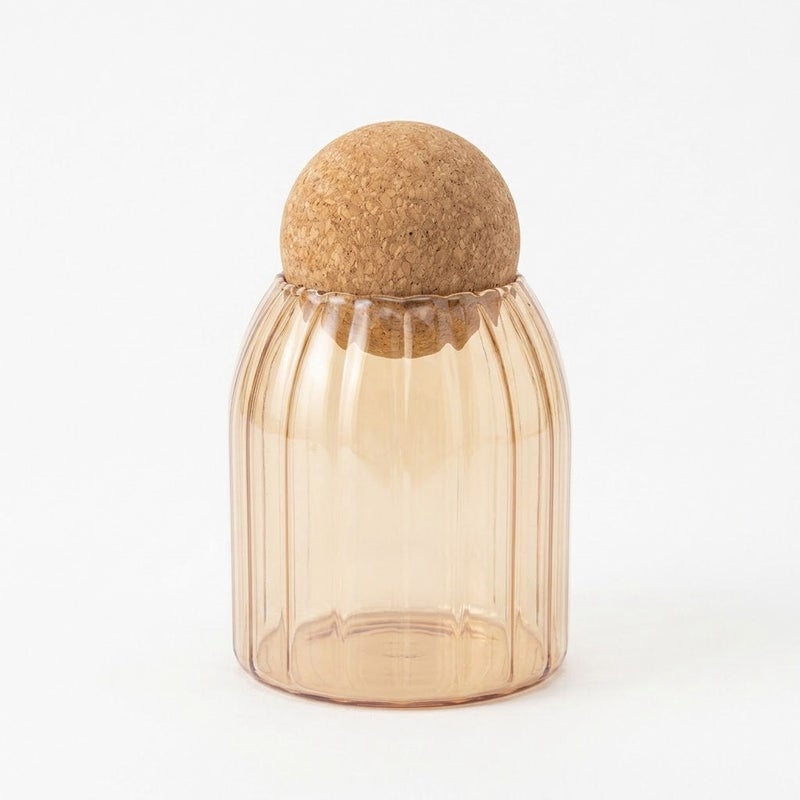 HomePro Sunlit Ribbed Glass Jar - Image 1