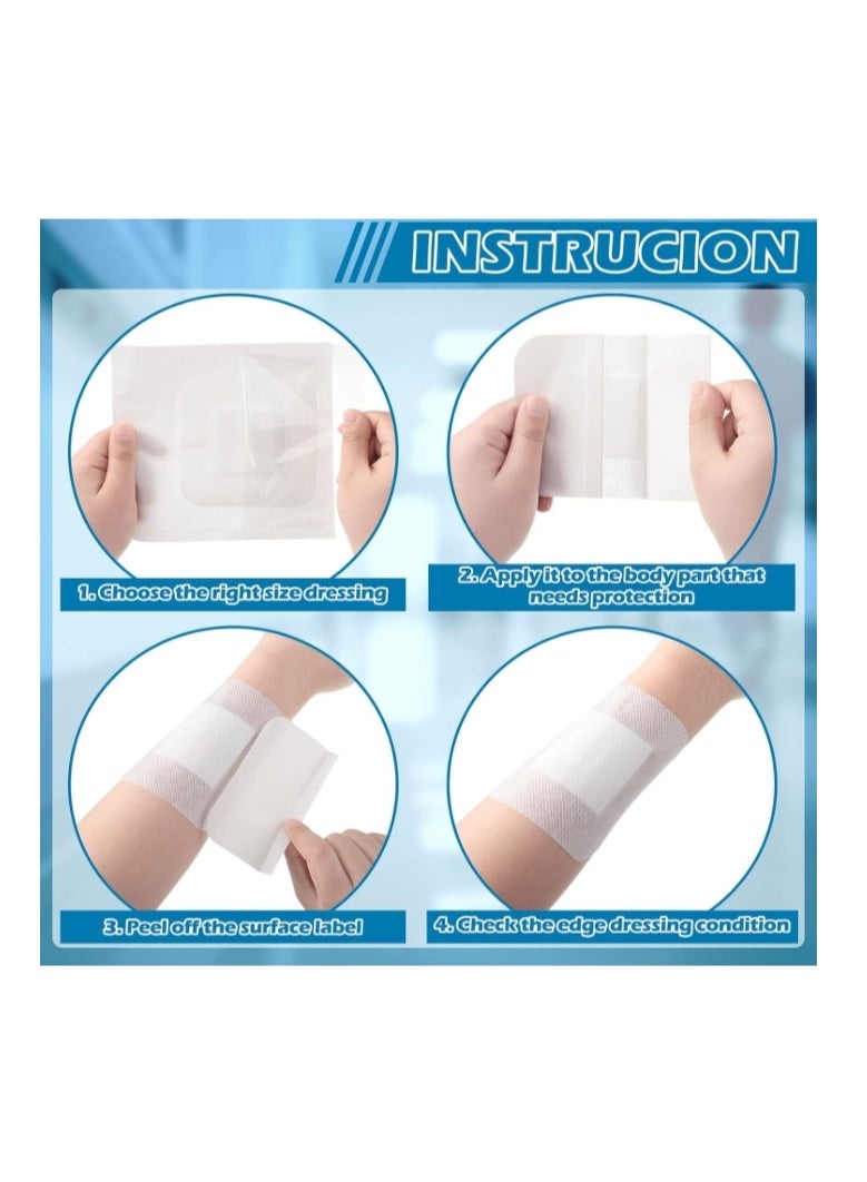 الواحة-TH ٢٠ قطعة من ضمادات الشاش المعقمة ذات الحواف، ضمادات لاصقة معقمة، ضمادات لاصقة تسمح بمرور الهواء مع وسادة غير لاصقة للعناية بالجروح، مقاس ١٥ × ١٠ سم - Image 2