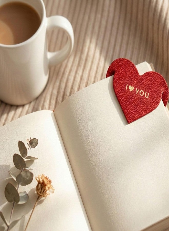 Musemory Heart Leather Bookmark for Book Lovers - Cute Gold Foil Book Marker, Romantic Heart Page Marker, Gift for Readers, Students, Teachers, Bible Study, Valentine Gift (I Love You) - Image 2