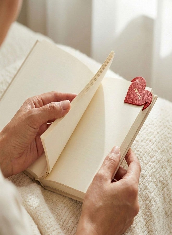 Musemory Heart Leather Bookmark for Book Lovers - Cute Gold Foil Book Marker, Romantic Heart Page Marker, Gift for Readers, Students, Teachers, Bible Study, Valentine Gift (I Love You) - Image 3